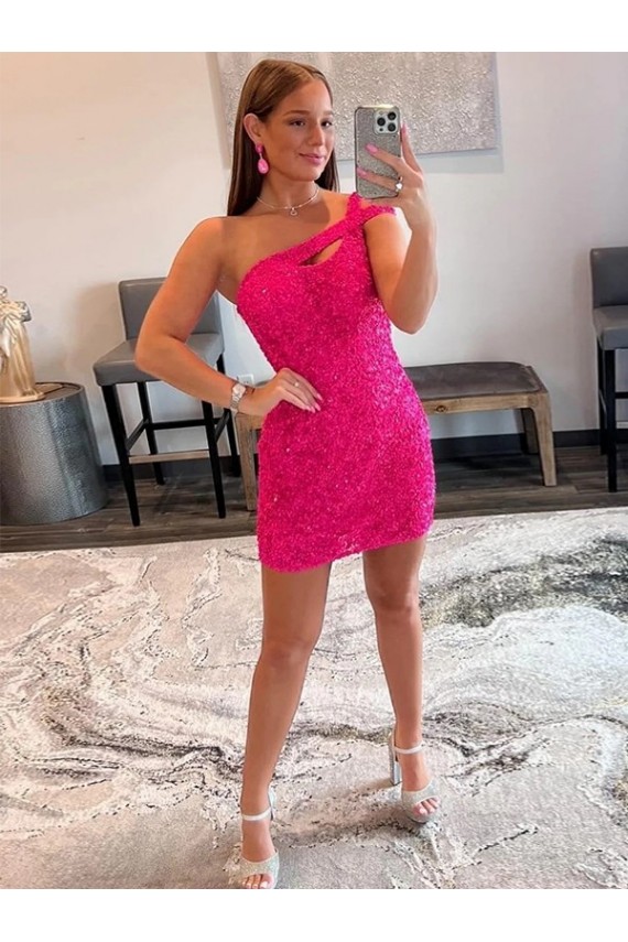 Short Sleeveless Velvet Sequin Fuchsia Sheath Prom Dresses Colchester