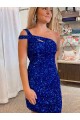 Short Sleeveless Velvet Sequin Fuchsia Sheath Prom Dresses Colchester