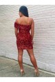 Short Sleeveless Velvet Sequin Burgundy Sheath Prom Dress Colchester