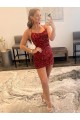 Short Sleeveless Velvet Sequin Burgundy Sheath Prom Dress / Evening Gown Colchester