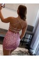 Short Sleeveless Velvet Sequin Hot Pink Sheath Evening Dress Colchester