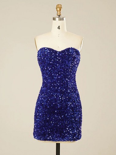 Short Sleeveless Velvet Sequin Sweetheart Sheath Prom Dress Colchester