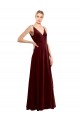Long Sleeveless Stretch Velvet Burgundy A-Line Bridesmaid Dress / Evening Dress Colchester