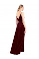 Long Sleeveless Stretch Velvet Burgundy A-Line Bridesmaid Dress / Evening Dress Colchester