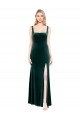 Long Sleeveless Stretch Velvet Dark Green A-Line Prom Dress / Bridesmaid Dress Colchester