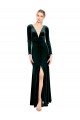 Long Long Sleeves Stretch Velvet Dark Green A-Line Black Tie Prom Dress / Bridesmaid Dress Colchester