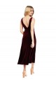 Midi Length Sleeveless Stretch Velvet Burgundy A-Line Prom Dress / Bridesmaid Dress Colchester