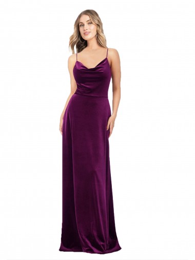 Long Sleeveless Stretch Velvet Grape A-Line Formal Evening Gown / Prom Dress / Bridesmaid Dress Colchester