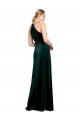 Long Sleeveless Stretch Velvet Dark Green Spaghetti Straps A-Line Prom Dress / Bridesmaid Dress Colchester