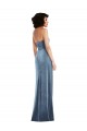 Long Sleeveless Stretch Velvet Dusty Blue Sheath Formal Evening Gown / Prom Dress / Bridesmaid Dress Colchester