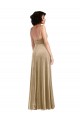 Long Sleeveless Stretch Velvet Champagne A-Line Formal Evening Gown / Prom Dress / Bridesmaid Dress Colchester