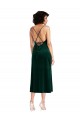 Midi Length Sleeveless Stretch Velvet Dark Green Sheath Black Tie Evening Gown / Prom Dress / Bridesmaid Dress Colchester