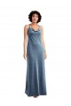 Long Sleeveless Stretch Velvet Dusty Blue Sheath Bridesmaid Dress / Evening Dress Colchester