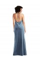 Long Sleeveless Stretch Velvet Dusty Blue Sheath Bridesmaid Dress / Evening Dress Colchester