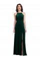 Long Sleeveless Stretch Velvet Dark Green A-Line Semi Formal Evening Dress / Prom Dress / Bridesmaid Dress Colchester