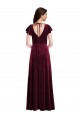 Long Flutter Sleeves Stretch Velvet Burgundy A-Line Semi Formal Evening Dress / Prom Dress / Bridesmaid Dress Colchester