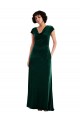 Long Cap Sleeves Stretch Velvet Dark Green A-Line Black Tie Evening Gown / Prom Dress / Bridesmaid Dress Colchester