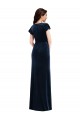 Long Flutter Sleeves Stretch Velvet Dark Navy A-Line Formal Dress / Bridesmaid Dress Colchester