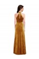 Long Sleeveless Stretch Velvet Gold Halter Neck Trumpet Semi Formal Evening Dress / Prom Dress / Bridesmaid Dress Colchester