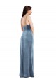 Long Sleeveless Stretch Velvet Dusty Blue Trumpet Formal Evening Gown / Prom Dress / Bridesmaid Dress Colchester