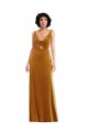 Long Sleeveless Stretch Velvet Gold Trumpet Semi Formal Evening Dress / Prom Dress / Bridesmaid Dress Colchester