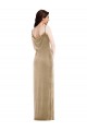 Long Sleeveless Stretch Velvet Champagne Sheath Black Tie Evening Gown / Prom Dress / Bridesmaid Dress Colchester