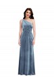 Long Sleeveless Stretch Velvet Dusty Blue A-Line Bridesmaid Dress / Evening Dress Colchester