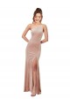 Long Sleeveless Stretch Velvet Pink Sheath Black Tie Evening Gown / Prom Dress / Bridesmaid Dress Colchester
