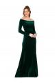 Long Long Sleeves Stretch Velvet Dark Green Sheath Formal Evening Gown / Prom Dress / Bridesmaid Dress Colchester
