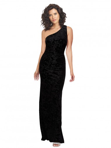 Long Sleeveless Floral Velvet & Stretch Velvet Black Sheath Bridesmaid Dresses Colchester