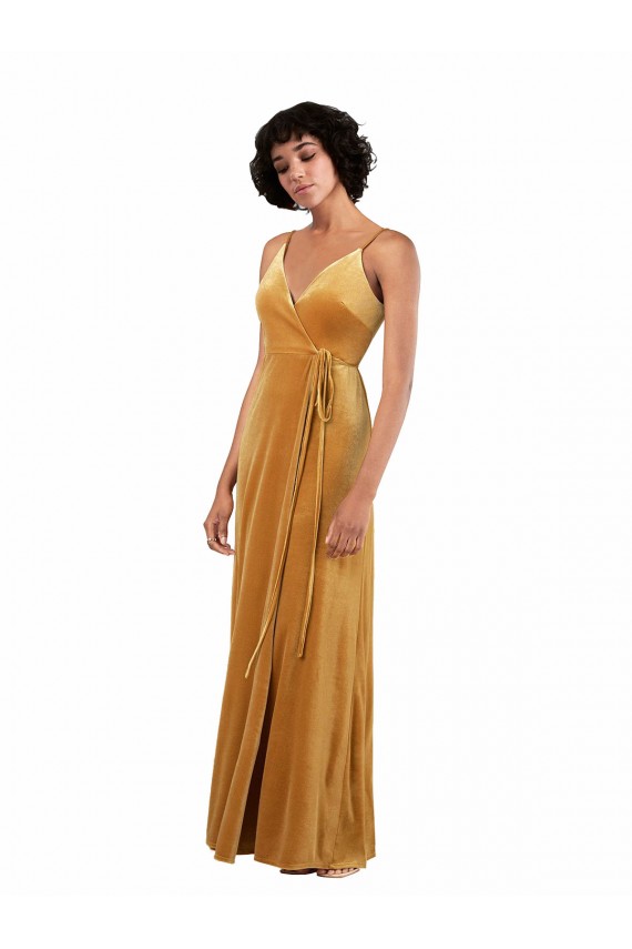 Long Sleeveless Stretch Velvet Gold Column Black Tie Evening Gown / Prom Dress / Bridesmaid Dress Colchester