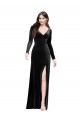 Long Long Sleeves Stretch Velvet Black Column Formal Evening Gown / Prom Dress / Bridesmaid Dress Colchester