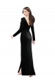 Long Long Sleeves Stretch Velvet Black Column Formal Evening Gown / Prom Dress / Bridesmaid Dress Colchester