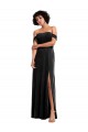 Long Sleeveless Stretch Velvet Black Off the Shoulder A-Line Formal Evening Gown / Prom Dress / Bridesmaid Dress Colchester