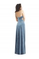 Long Sleeveless Stretch Velvet Dusty Blue Square Neck Sheath Formal Evening Gown / Prom Dress / Bridesmaid Dress Colchester