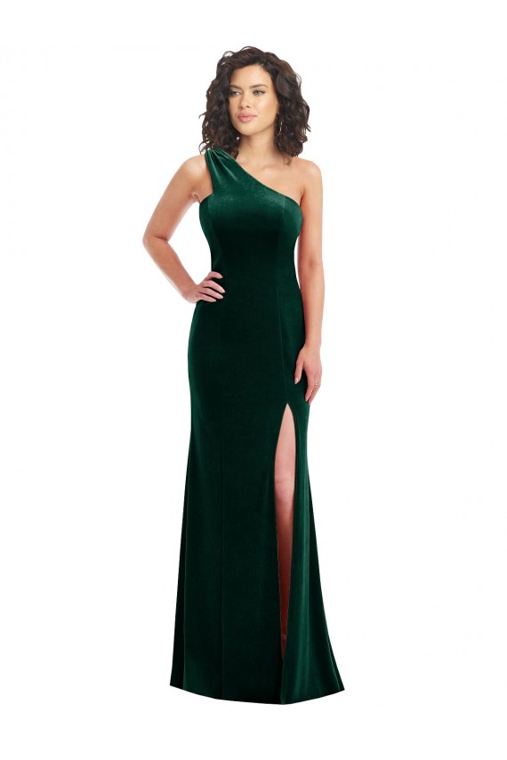 Long Sleeveless Stretch Velvet Dark Green Trumpet Black Tie Prom Dress / Bridesmaid Dress Colchester