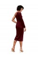 Midi Length Long Sleeves Stretch Velvet Burgundy A-Line Black Tie Prom Dress / Bridesmaid Dress Colchester