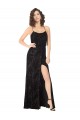Long Sleeveless Floral Velvet & Stretch Velvet Black A-Line Bridesmaid Dress Colchester