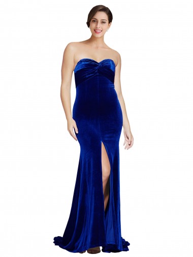 Sweep Train Sleeveless Stretch Velvet Royal Blue Mermaid Formal Evening Gown / Prom Dress / Bridesmaid Dress Colchester