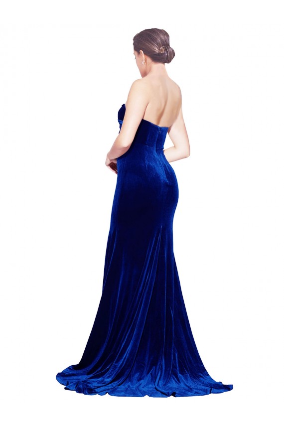 Sweep Train Sleeveless Stretch Velvet Royal Blue Mermaid Formal Evening Gown / Prom Dress / Bridesmaid Dress Colchester