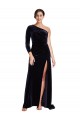 Sweep Train Long Sleeves Stretch Velvet Dark Navy A-Line Formal Evening Gown / Prom Dress / Bridesmaid Dress Colchester