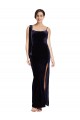 Long Sleeveless Stretch Velvet Dark Navy Sheath Formal Evening Gown / Prom Dress / Bridesmaid Dress Colchester