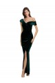 Long Sleeveless Stretch Velvet Dark Green Off the Shoulder Sheath High Low Evening Gown / Prom Dress / Bridesmaid Dress Colchester