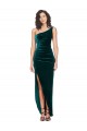 Long Sleeveless Stretch Velvet Dark Green Sheath High Low Evening Gown / Prom Dress / Bridesmaid Dress Colchester