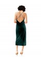 Midi Length Sleeveless Stretch Velvet Dark Green Sheath Formal Dress / Bridesmaid Dress Colchester