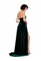 Sweep Train Sleeveless Stretch Velvet Dark Green A-Line Semi Formal Evening Dress / Prom Dress / Bridesmaid Dress Colchester